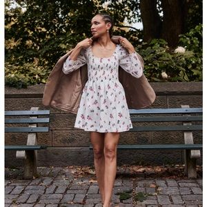 NWOT Hill House Home The Norah Nap Dress in Ivory Ikat Floral Crushed Taffeta M